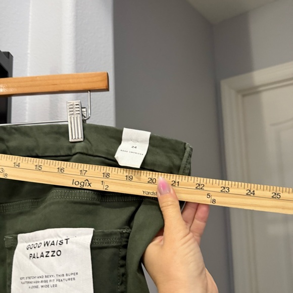 Good American Women's Size 24 Green Good Waist Palazzo Wide Leg Pant Jeans - Picture 6 of 11